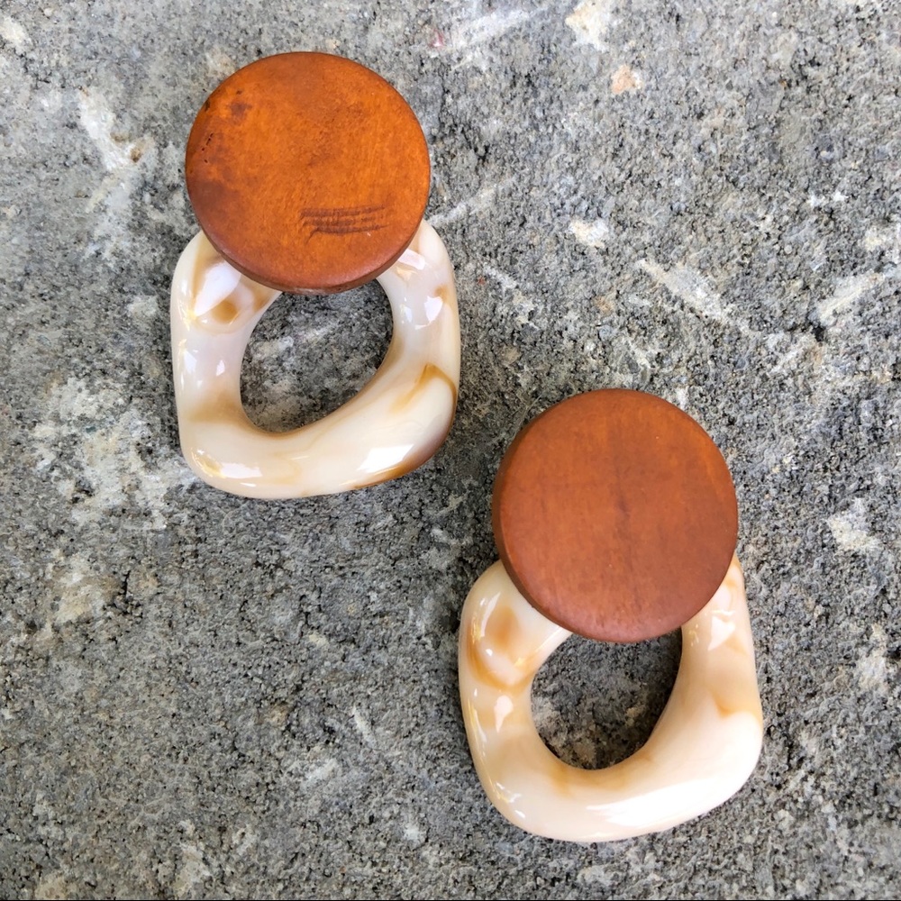 NEW Wood and Acrylic Earrings - Picture 1 of 4
